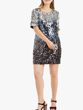 oasis size L 14 ombré silver multi Shift DRESS party wedding evening £80 wedding