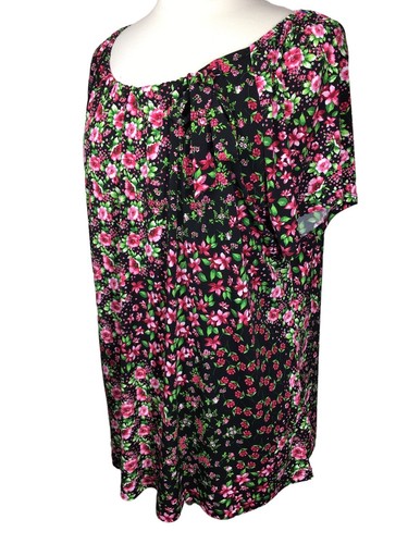 Top túnica elástica manga corta Liz McCoy Plus floral cottagecore para mujer F27 - Imagen 4 de 10