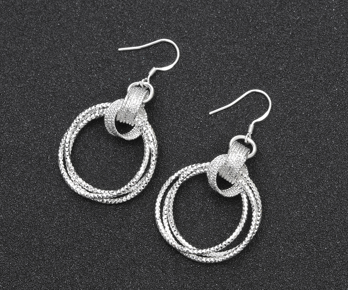 Wholesale nice Womens Jewelry 925 Silver Plated Star Round Hoop Dangle