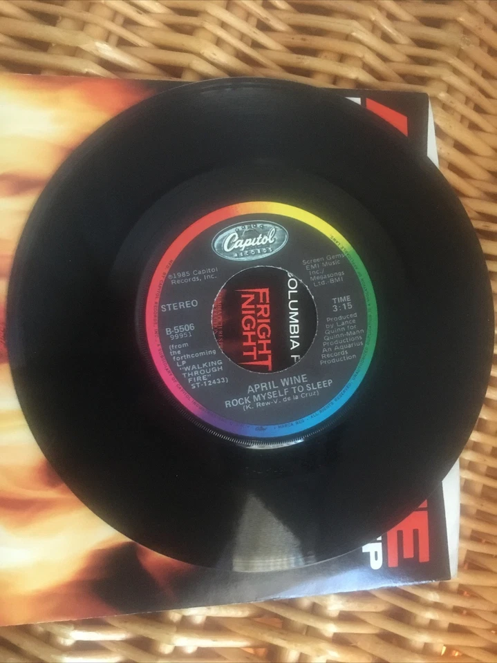 April Wine Rock Myself To Sleep Fright Night Movie. first Press Vinyl 45 Record - Image 3 of 4