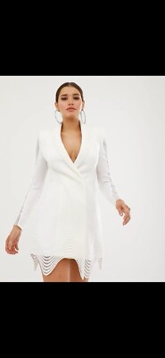 asos design lace insert cut out tux blazer mini dress ASOS DESIGN Lace Insert Cut-Out Tux Blazer Dress