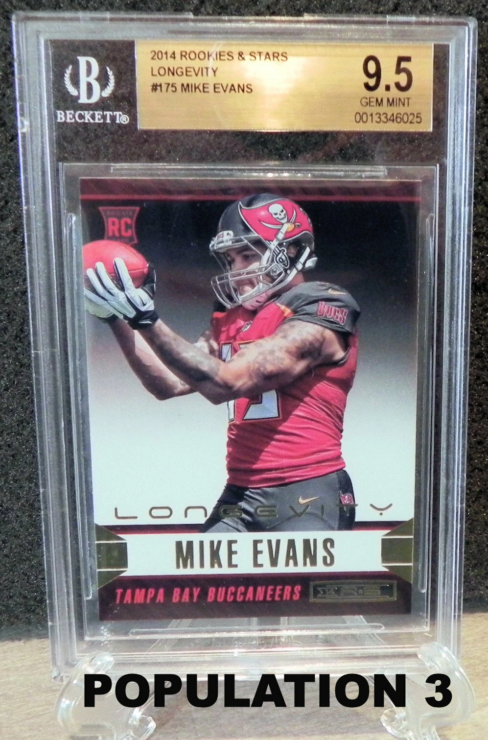 Mike Evans Panini Rookies & Stars Rookie Materials Signatures #RMME Longevity Ruby