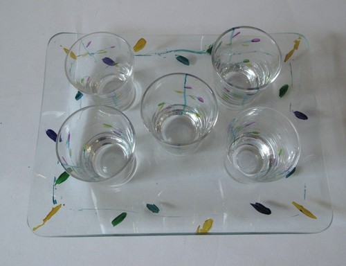 Dansk Shot Cordial Glasses with Serving Tray Set of 6, Vintage - Picture 2 of 2