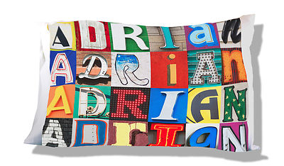 ADRIAN Personalized Pillowcase featuring the name in photos of sign letters
