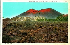 Highway 66 AZ Lava Beds Sunset Mountain Postcard Unused (20013)