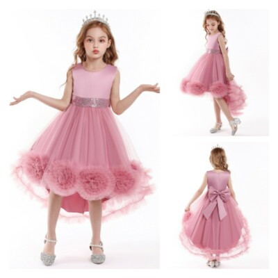 Kids Girls Mesh Dresses Bubble Sequin Sleeveless Piano Birthday
