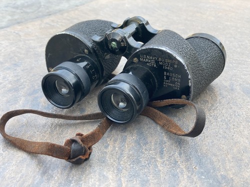 Vintage US Navy Bureau of Ships Bausch & Lomb 1940 WW2 Binoculars 6x30 Case 4078