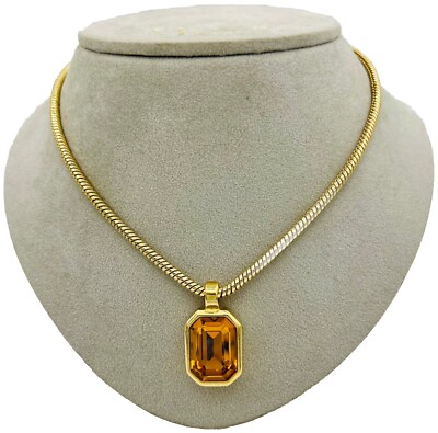 Wie Neu,Vintage DIOR Kunst-Citrin Kristall Anhänger Vergoldet Kette/Schmuck51cm.