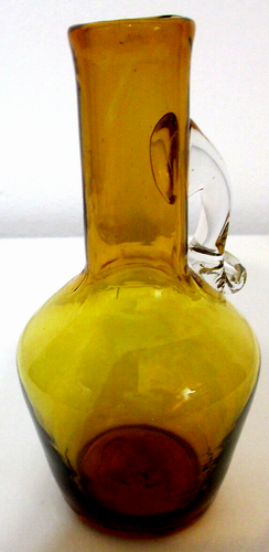 Vintage Pilgrim Glass Miniature Jug Pitcher Amber Applied Handle 5 1/4" Tall - Picture 5 of 7