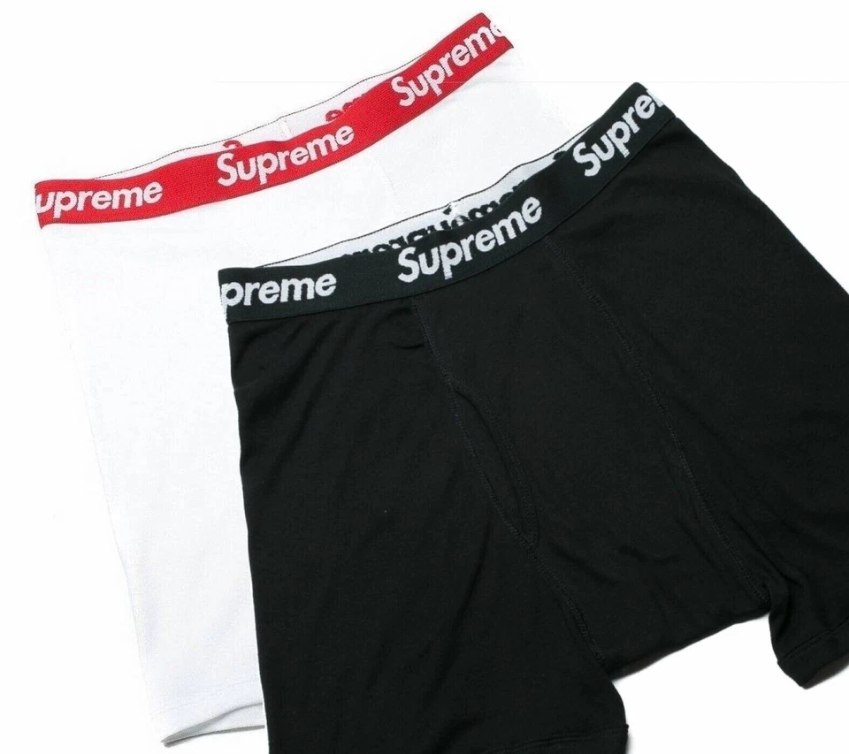 Supreme/Hanes Black & White Boxer Briefs NEVER WORN (2 Pack) MEDIUM 80-85 cm - Imagen 1 de 1