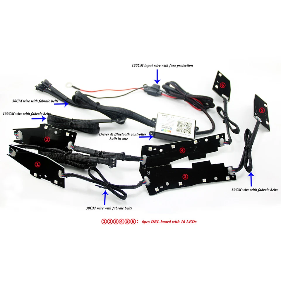 RGBW Multi-Color Headlight LED DRL Board For Chevy Camaro 16-18 Bluetooth APP Foto 4 de 4