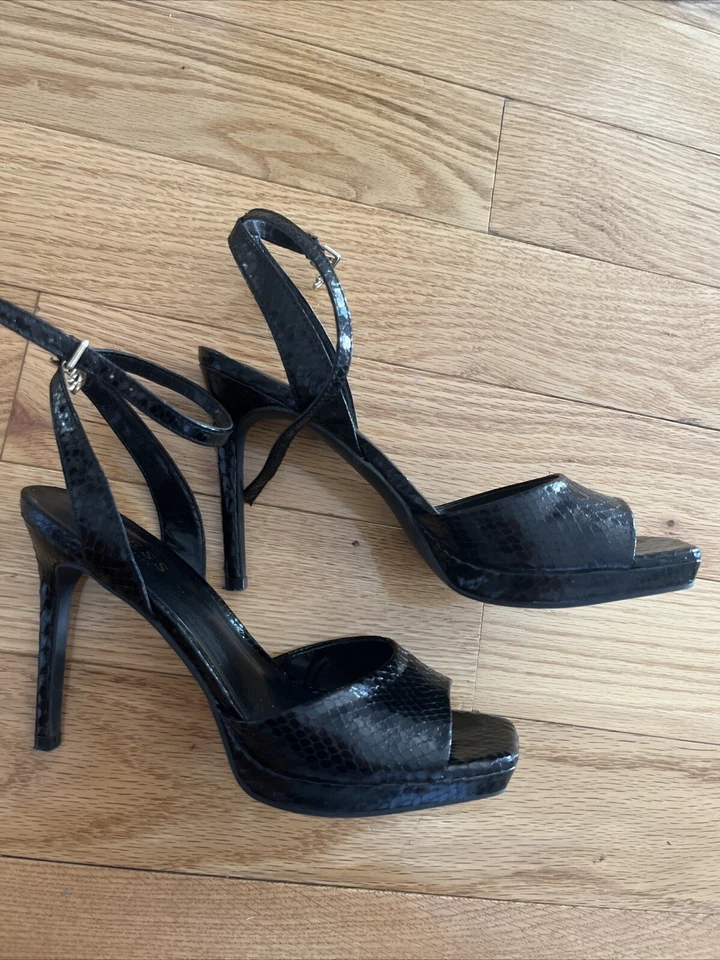 Mujer Guess Negro Piel Serpiente Cuero Tacón Alto Talla 6.5 Foto 3 de 4