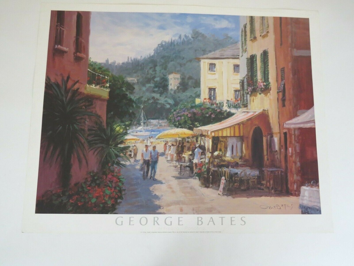 art poster print lithograph George Bates village city beach art poster print lithograph George Bates village city beach