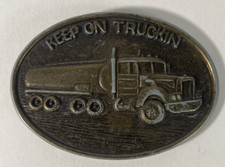Vintage Semi Truck Keep on Truckin Belt Buckle