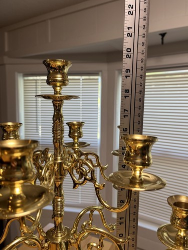 Baldwin Candelabra 13 Candle Holder Solid Brass Very Heavy Ornate 19.75” Tall - Picture 3 of 17