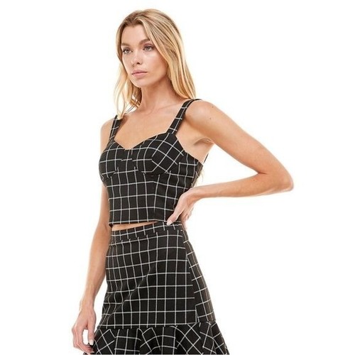 Nuevo con etiquetas Sujetador Lily Rose Copa Bustier Top Gris Cuadros Juniors Talla S - Imagen 2 de 3