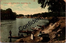 1908 View Of Fishing on the Flint River At Bainbridge GA Georgia Boats G550