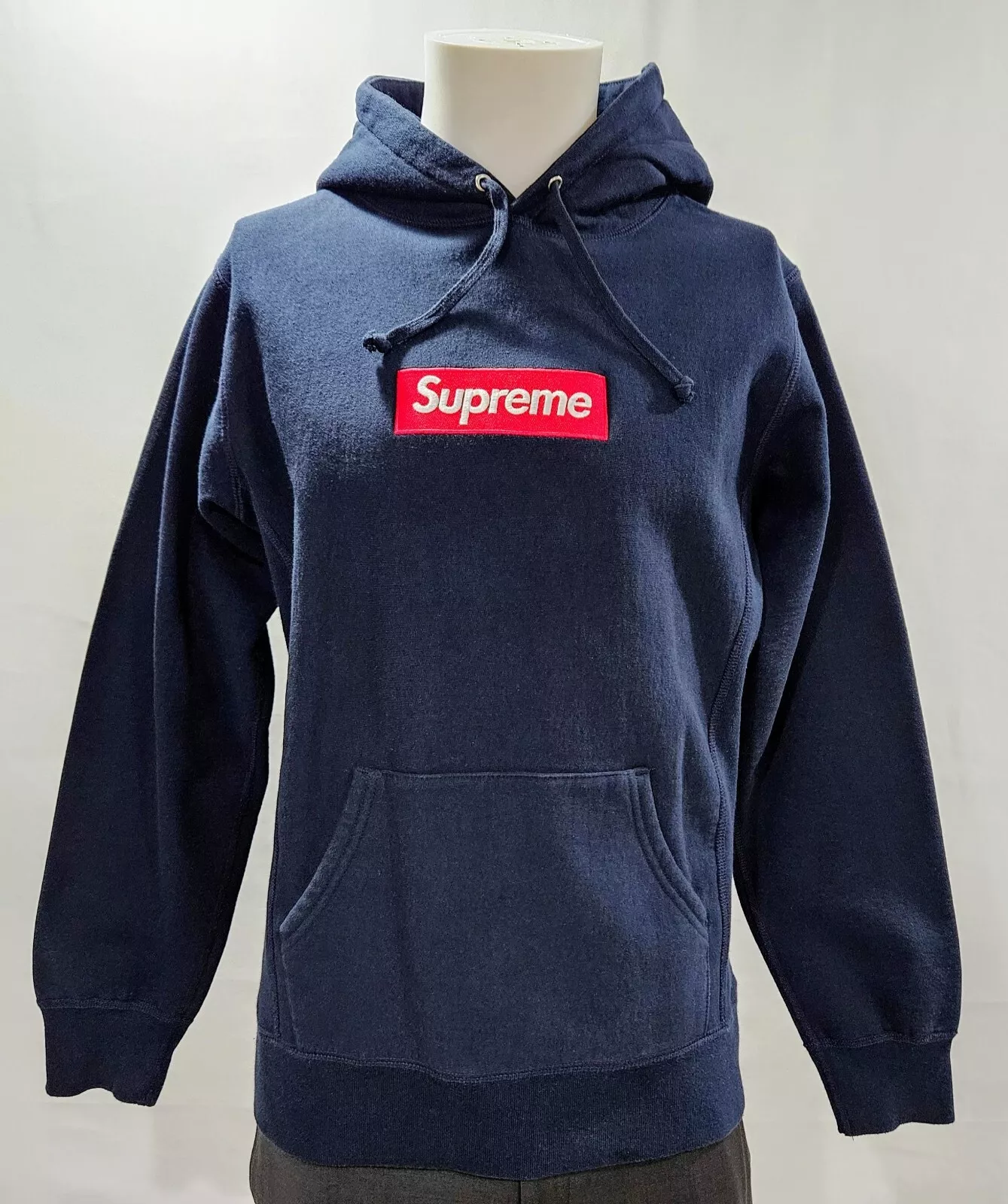 Sweat à capuche Supreme FW16 Box Logo bleu marine   moyen authentique 2016 Hoodie