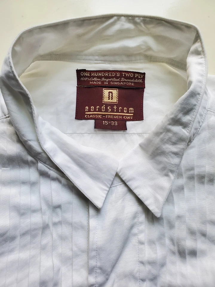 Camisa Nordstrom Blanca Clásica Formal Cuello Ala Puño Francés 15-33. Singapur  Foto 4 de 4