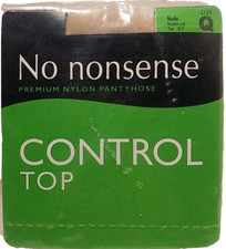 VTG NO NONSENSE CONTROL TOP REINFORCED TOE NUDE PANTYHOSE 877 SIZE Q 1990