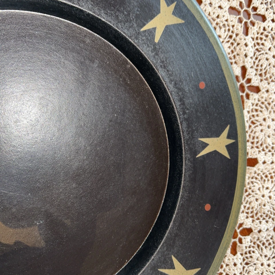 Black Americana Stars Primitive Wooden Plate  14 1/2“  The Hearthside Collection - Image 3 of 4