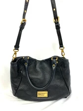 Marc by Marc Jacobs Classic Q Francesca Black Pebbled Leather Large Shoulder Bag