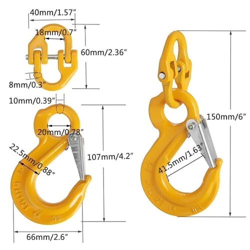 2X 8mm Hammerlock+ Eye Sling Hook Safety Chain Caravan Trailer connecting Extend - Picture 4 of 13