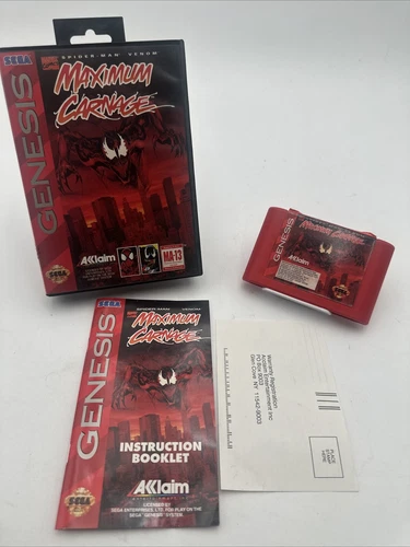 Maximum Carnage (Sega Genesis, 1994) red edition Spider-Man Venom CIB complete