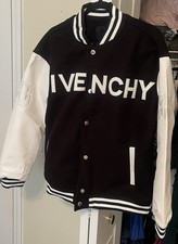 Neatlyworn Givenchy Black Leather Long Sleeve Patch Bomber Jacket Large