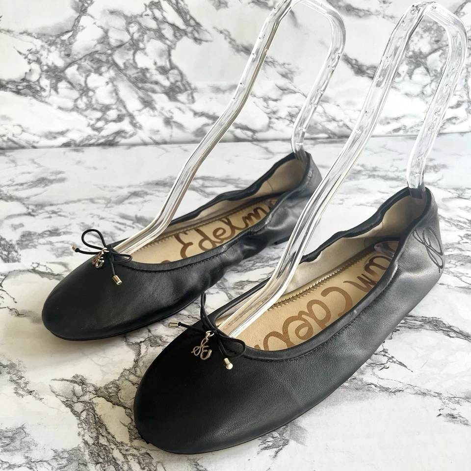 Sam Edelman Mujer’s Felina Ballet Negro Planos Cómodos Cuero Sin Cordones 11 Elástico Foto 4 de 4