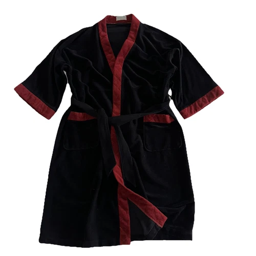 Robe vintage homme Christian Dior velours avec poches et ceinture taille unique noir