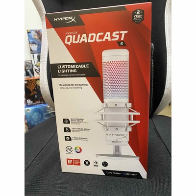 HyperX QuadCast S Gaming Microphone (White) USB 519P0AA 3m Cable AV Equipment 