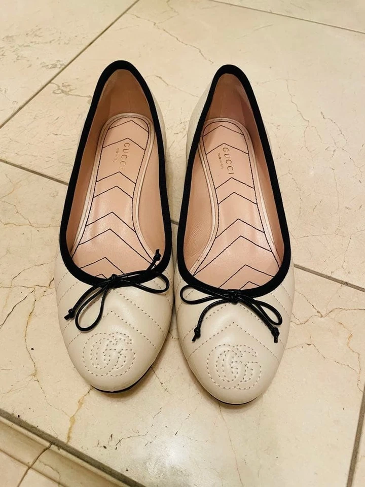 GUCCI Women's Pumps Heel GG Marmont Leather Beige EU 37.5 W/ Bag 126208K Authen - Image 2 of 4