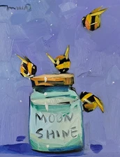 Moonshine Jar Illustrative Painting Art PRINT by Original Artist Jose Trujillo