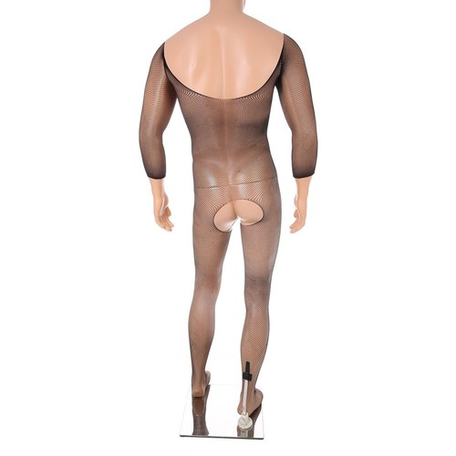 Herren Netz Body Hohl Design Kostüm Party 50% Polyester Langarm Stil - Picture 3 of 12