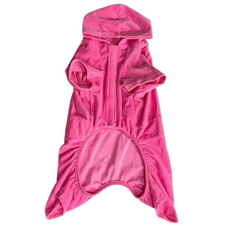 Juicy Couture Sudadera con Capucha Chándal Rosa Terciopelo Brillante Talla M/L Mascota Perro Ropa NUEVO Foto 2 de 4