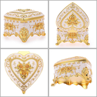 Vintage Metal Jewelry Box - Heart Shape Trinket Organizer Ring Box Case with Ros