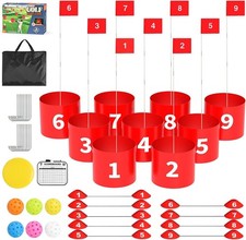 Backyard Golf Game 9 Hole Portable Outdoor Golf Bucket Game for Kids and Adults