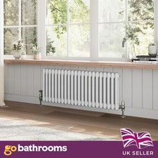 White Double Radiator Traditional Horizontal 2 Column Panel Rad 400 x 1010mm