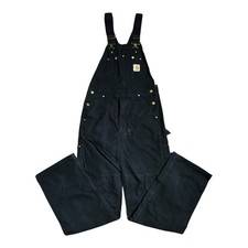 Carhartt R01 Bib Overalls Relaxed Duck Canvas Workwear Double Knee Black 32x32