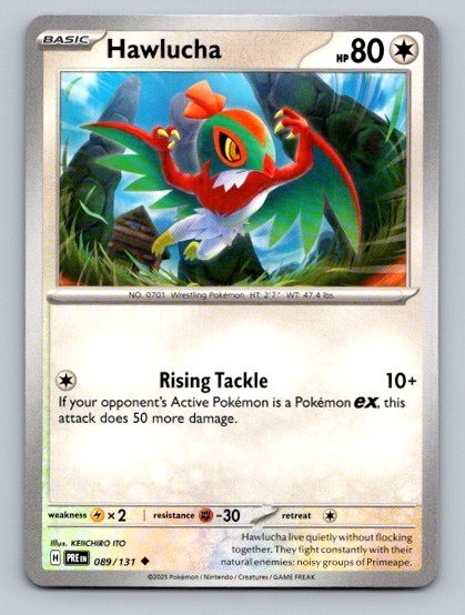 2025 Pokemon Card Prismatic Evolutions Hawlucha 89/131