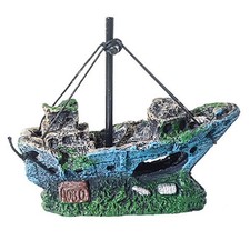 Aquarium Resin Warship Ornament for Fish Tank Decoration with Swimming Chambers