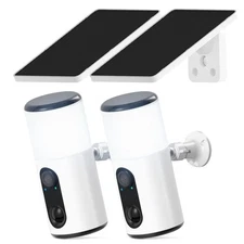 2 Pack Solar Battery Wireless Floodlight Security Cameras Outdoor 3MP WIFI Audio