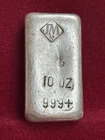 Johnson Matthey 10oz 999 Vintage Silver Poured Bar