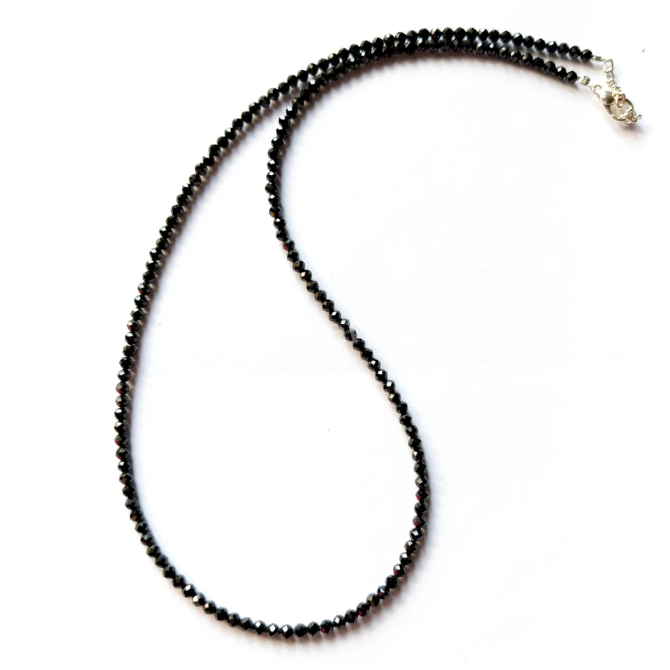 Cuentas de diamantes negros facetados de 2 mm, collar de cuentas de diamantes, rondelle facetado negro Foto 4 de 4