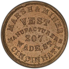 Cincinnati OH165DJ-13d R9 PCGS MS-64 - Marsh & Miner Vest Manufacturer - TOP POP