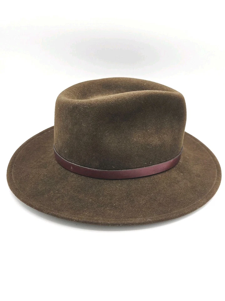 VTG Dorfman Pacific Calif  Hat Brown Wool Felt Leather Band Western Campaign HTF - Image 3 of 4