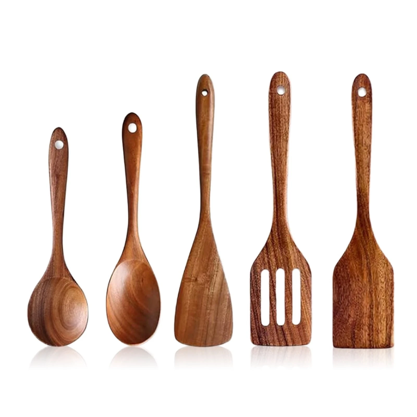5 PCS Wooden Cooking Utensils Set, Kitchen Utensils Set, Wooden Spoons for Co...