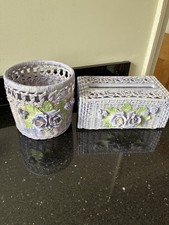 wicker basket and tissue box holder