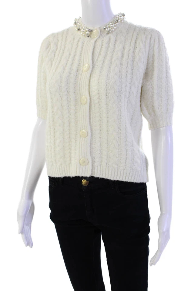 Suéter John + Jenn Mujer Algodón Manga Larga Tejido con Botones Blanco Talla XS Foto 2 de 4